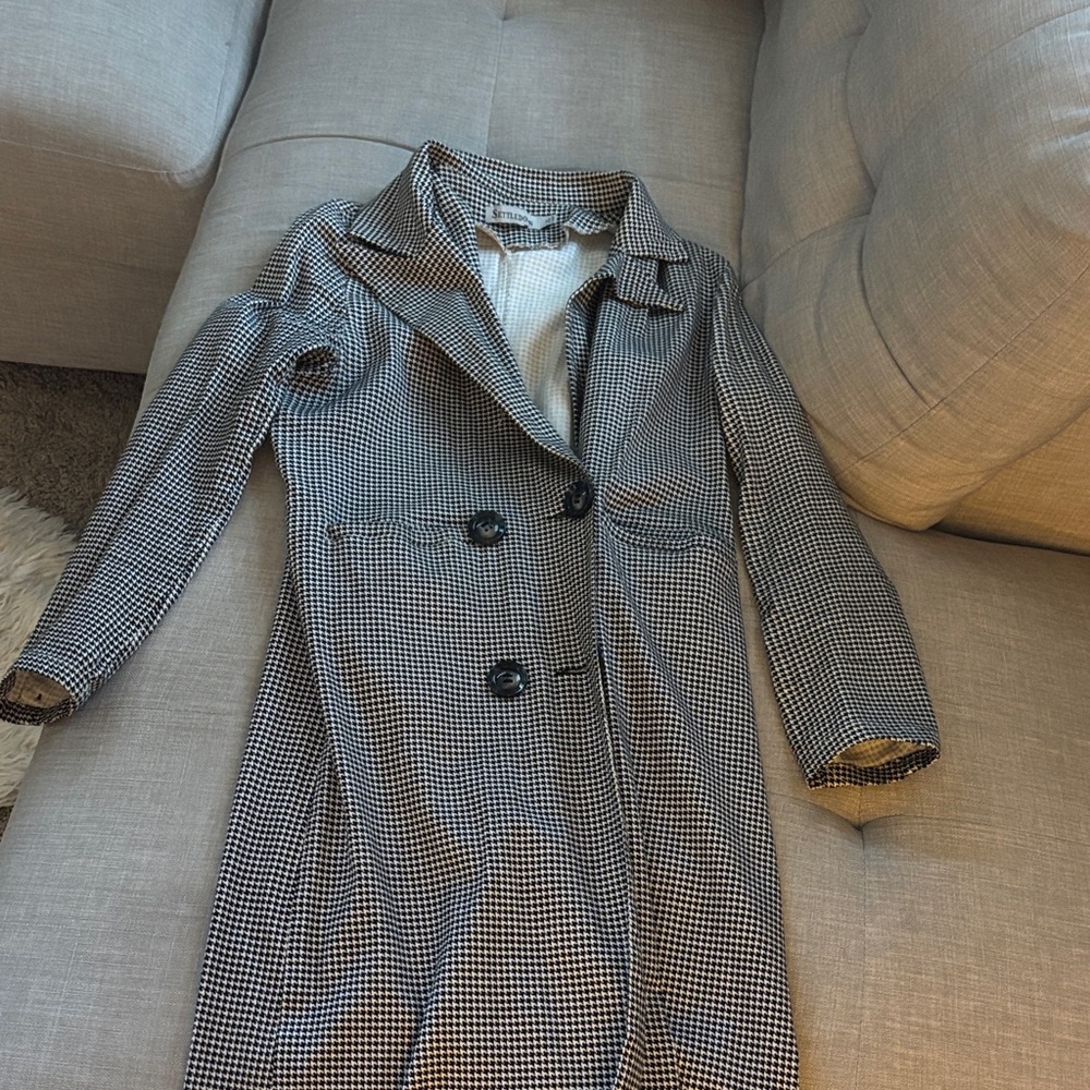 Classic Black and White Houndstooth Women's Coat